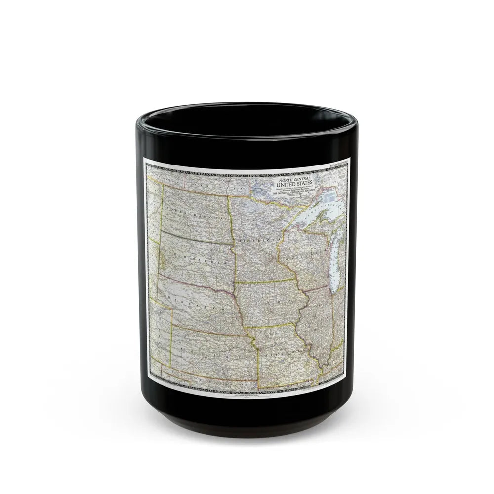 USA - North Central (1948) (Map) Black Coffee Mug-15oz-Go Mug Yourself