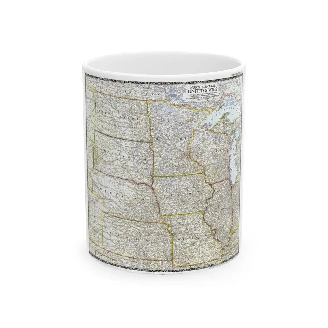 USA - North Central (1948) (Map) White Coffee Mug 11oz - Go Mug Yourself