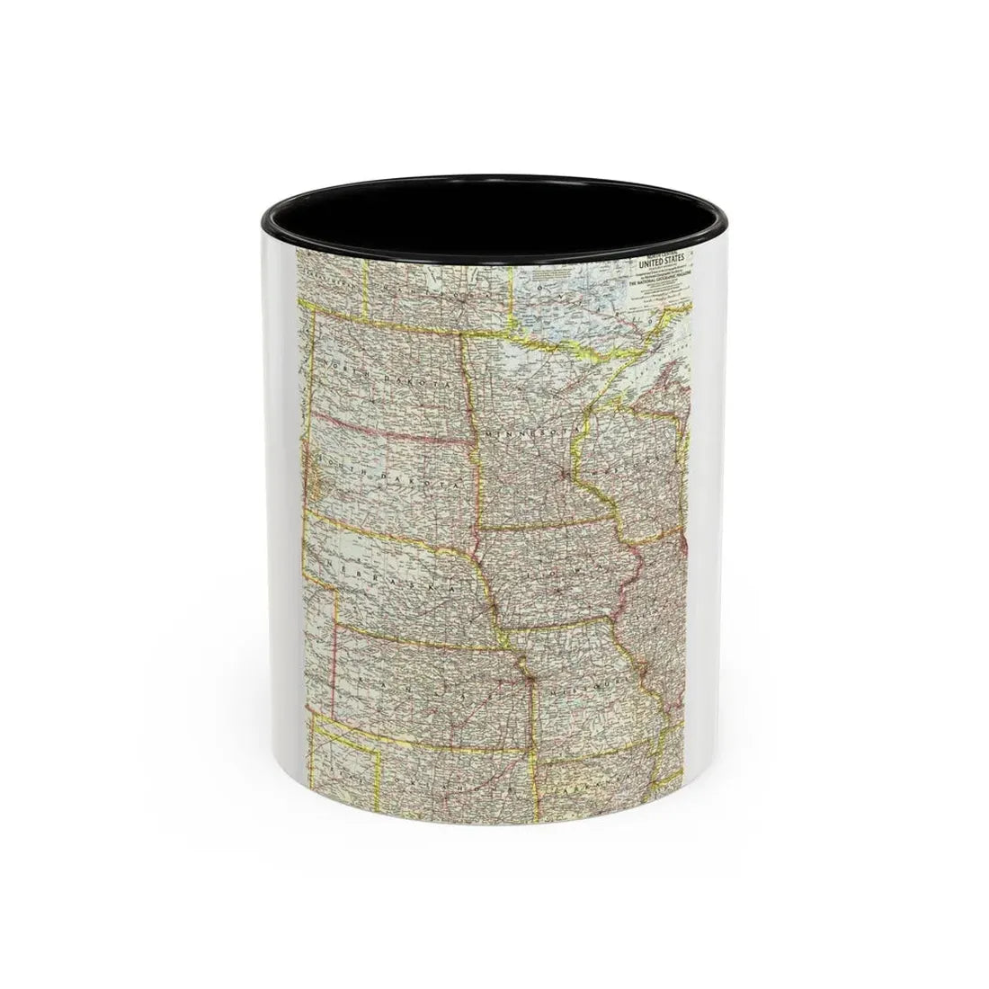 USA - North Central (1958) (Map) Accent Coffee Mug 11oz Black - Go Mug Yourself