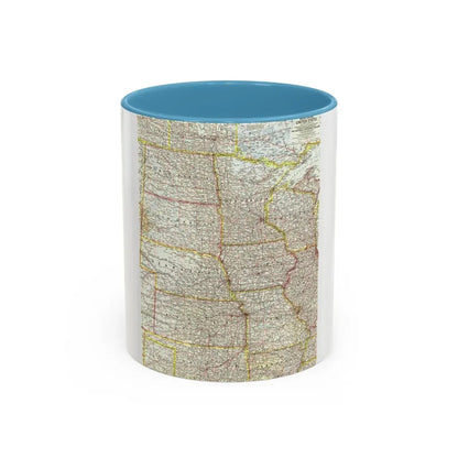 USA - North Central (1958) (Map) Accent Coffee Mug 11oz Light Blue - Go Mug Yourself