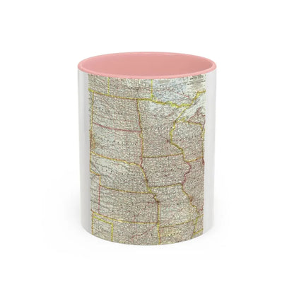 USA - North Central (1958) (Map) Accent Coffee Mug 11oz Pink - Go Mug Yourself