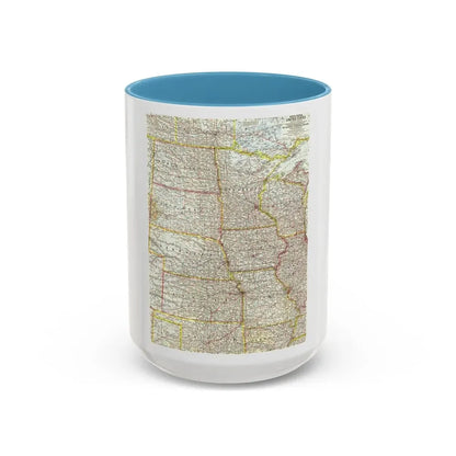 USA - North Central (1958) (Map) Accent Coffee Mug 15oz Light Blue - Go Mug Yourself