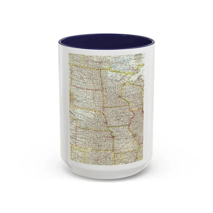 USA - North Central (1958) (Map) Accent Coffee Mug 15oz Navy - Go Mug Yourself