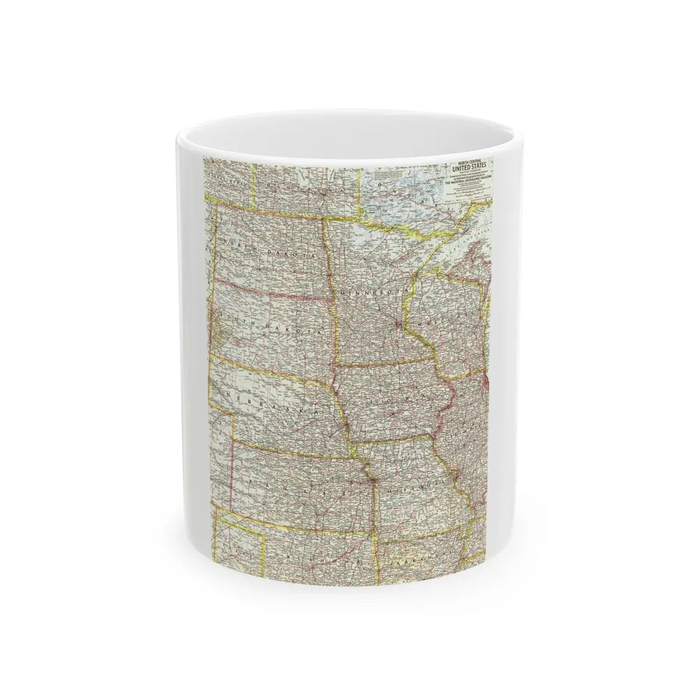 USA - North Central (1958) (Map) White Coffee Mug-11oz-Go Mug Yourself