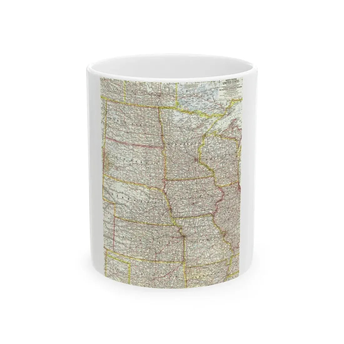 USA - North Central (1958) (Map) White Coffee Mug 11oz - Go Mug Yourself
