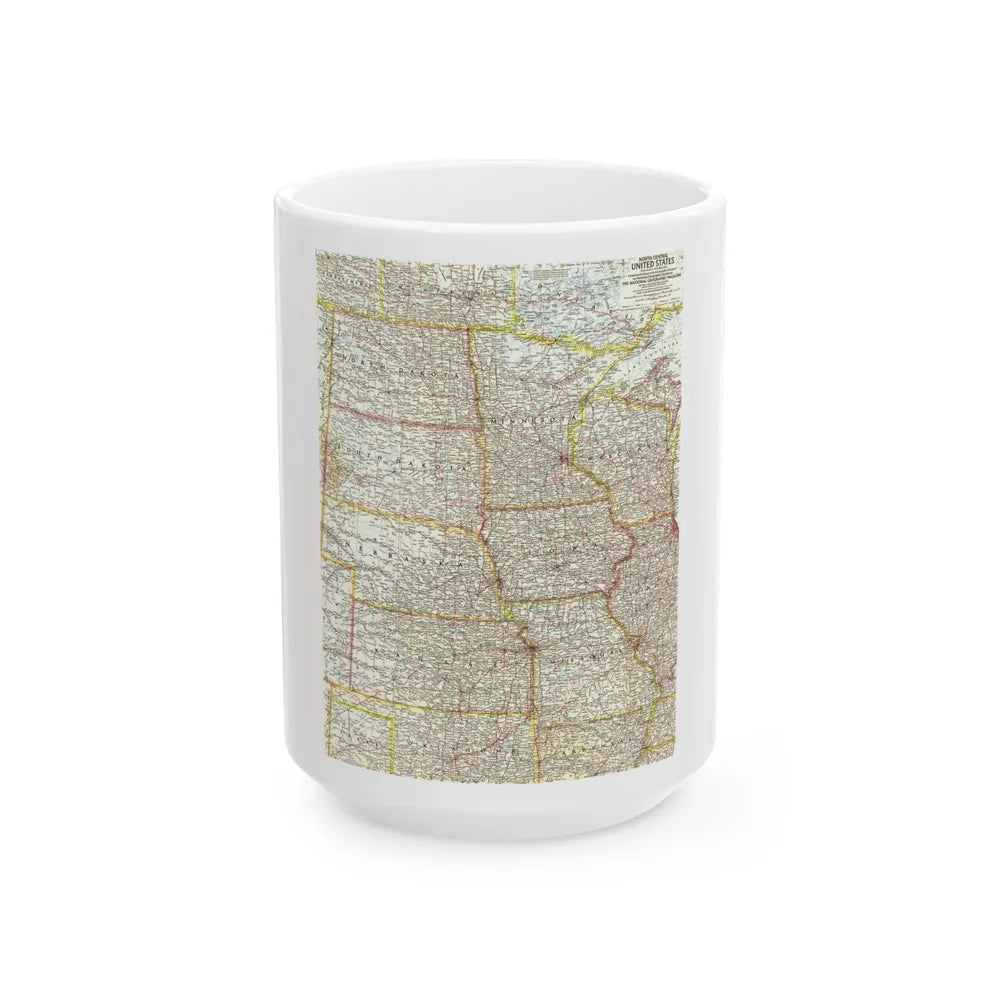 USA - North Central (1958) (Map) White Coffee Mug-15oz-Go Mug Yourself