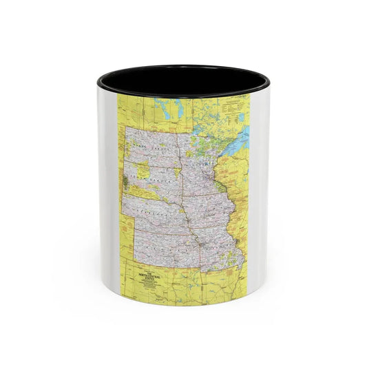 USA - North Central States 1 (1974) (Map) Accent Coffee Mug 11oz Black - Go Mug Yourself