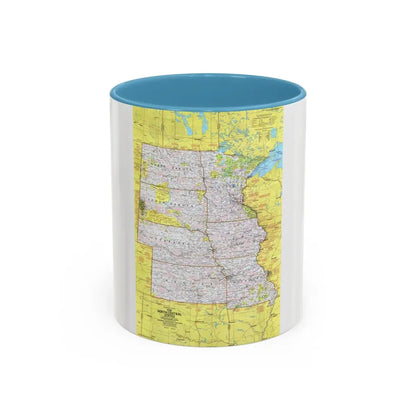 USA - North Central States 1 (1974) (Map) Accent Coffee Mug 11oz Light Blue - Go Mug Yourself