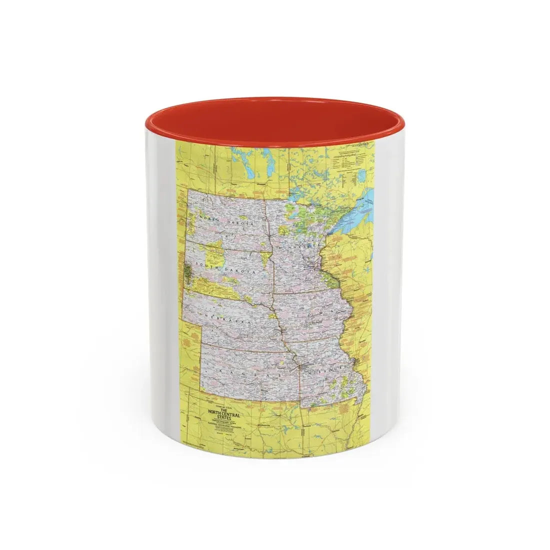USA - North Central States 1 (1974) (Map) Accent Coffee Mug 11oz Red - Go Mug Yourself
