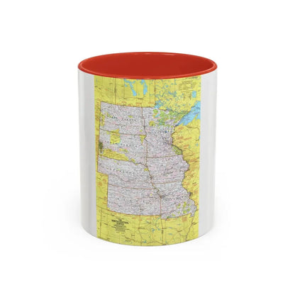 USA - North Central States 1 (1974) (Map) Accent Coffee Mug 11oz Red - Go Mug Yourself