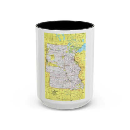 USA - North Central States 1 (1974) (Map) Accent Coffee Mug 15oz Black - Go Mug Yourself