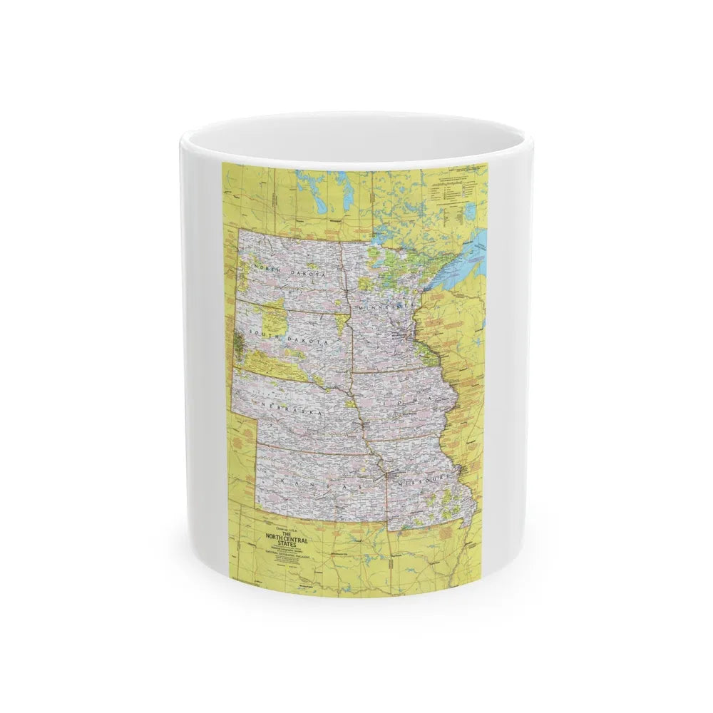 USA - North Central States 1 (1974) (Map) White Coffee Mug-11oz-Go Mug Yourself