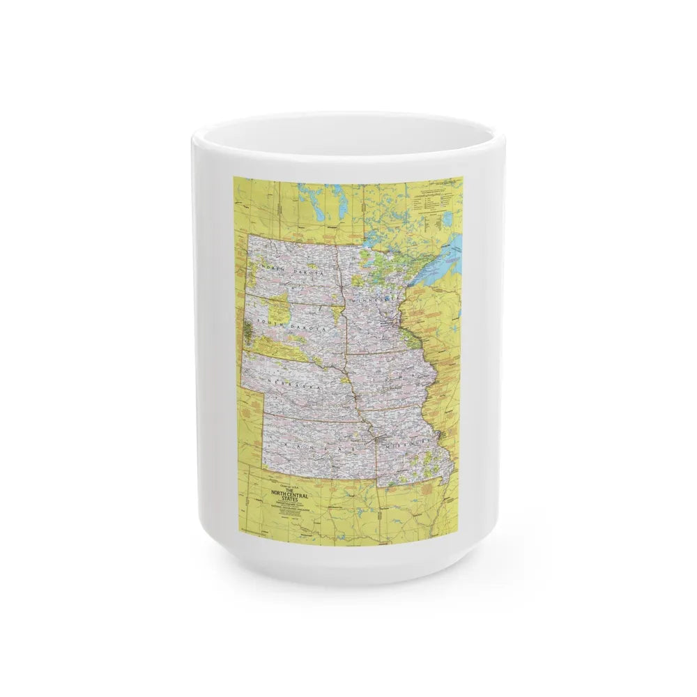 USA - North Central States 1 (1974) (Map) White Coffee Mug-15oz-Go Mug Yourself