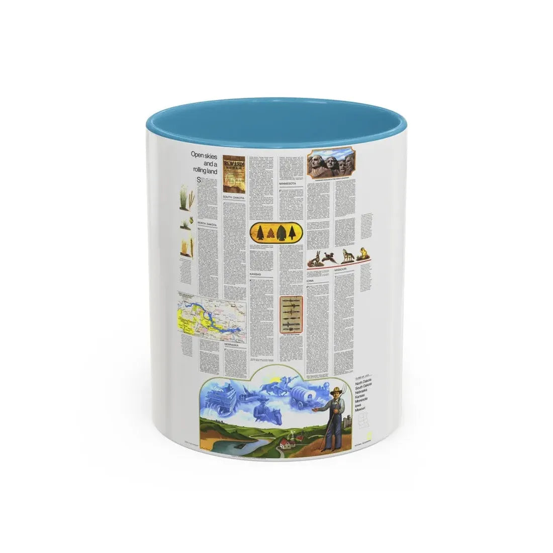 USA - North Central States 2 (1974) (Map) Accent Coffee Mug 11oz Light Blue - Go Mug Yourself