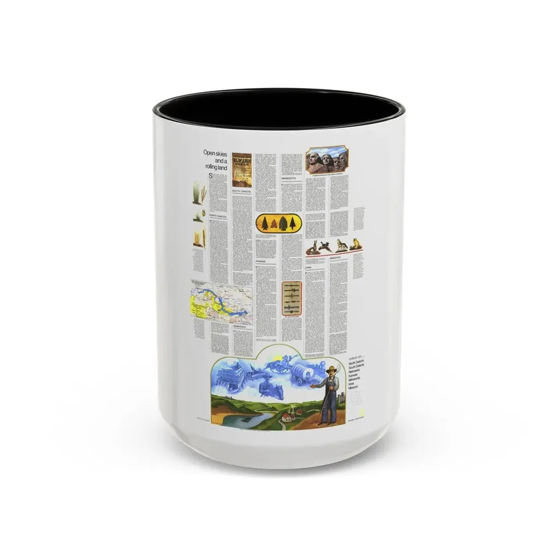 USA - North Central States 2 (1974) (Map) Accent Coffee Mug 15oz Black - Go Mug Yourself