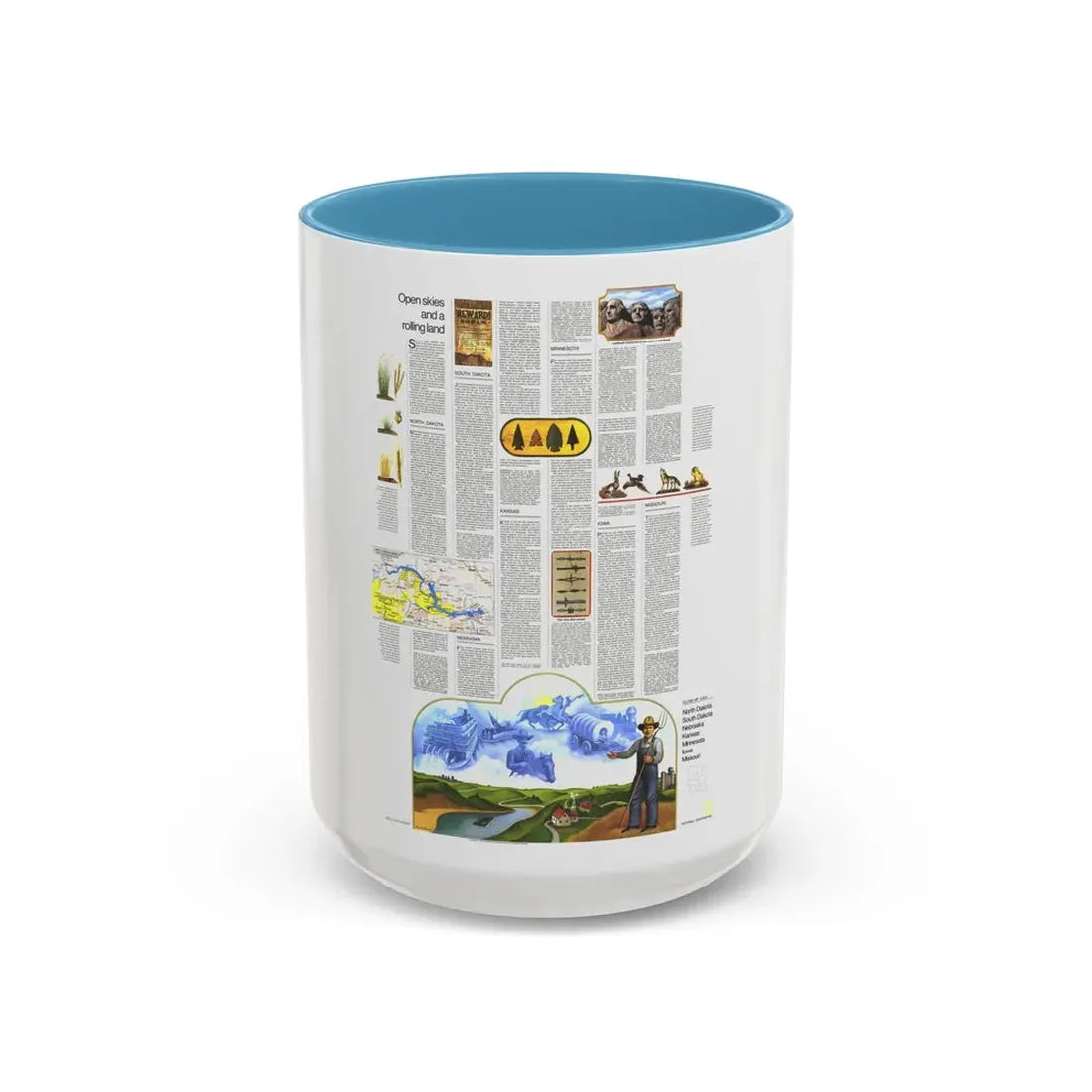 USA - North Central States 2 (1974) (Map) Accent Coffee Mug 15oz Light Blue - Go Mug Yourself
