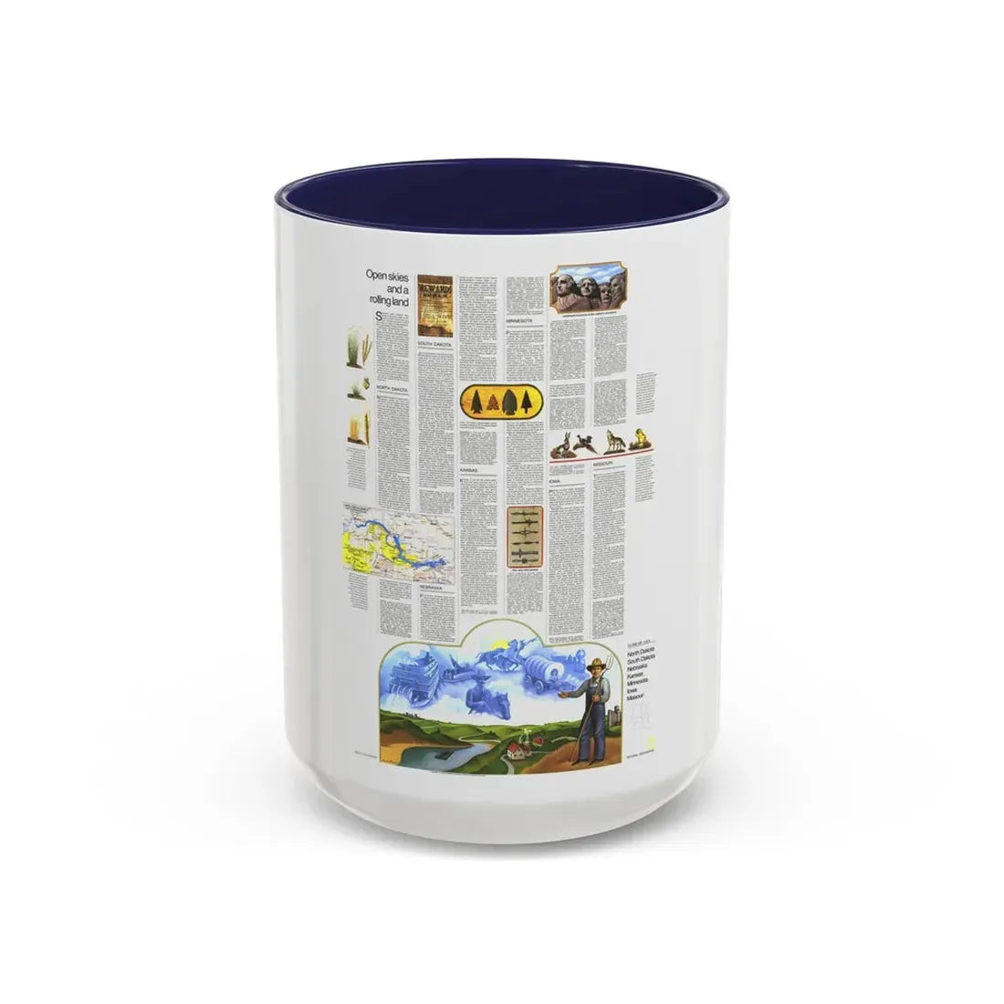USA - North Central States 2 (1974) (Map) Accent Coffee Mug 15oz Navy - Go Mug Yourself