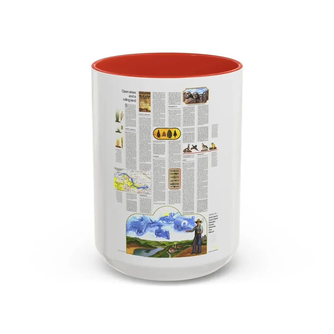 USA - North Central States 2 (1974) (Map) Accent Coffee Mug 15oz Red - Go Mug Yourself