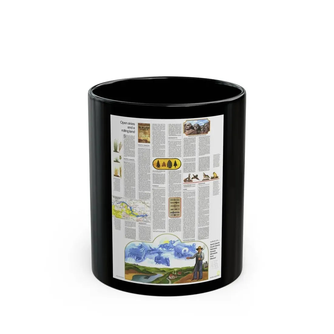 USA - North Central States 2 (1974) (Map) Black Coffee Mug 11oz - Go Mug Yourself