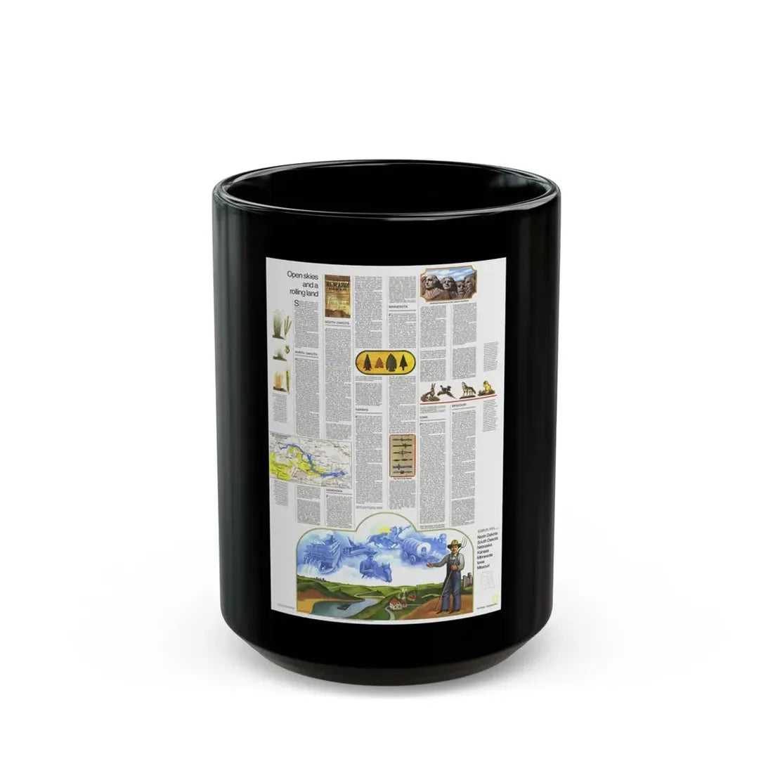 USA - North Central States 2 (1974) (Map) Black Coffee Mug 15oz - Go Mug Yourself