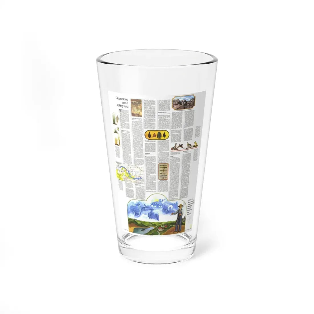 USA - North Central States 2 (1974) (Map) Pint Glass 16oz 16oz - Go Mug Yourself