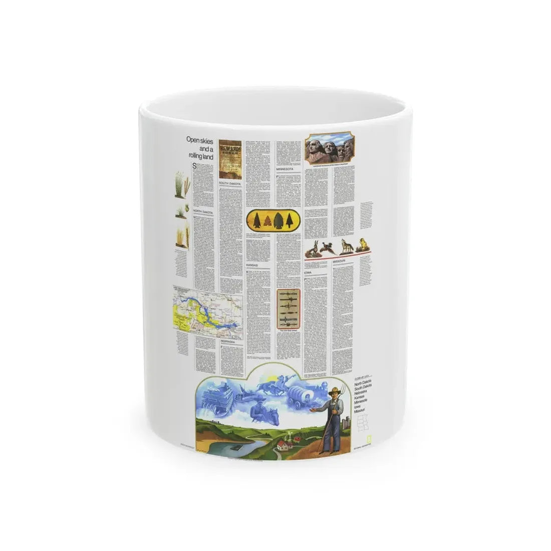 USA - North Central States 2 (1974) (Map) White Coffee Mug 11oz - Go Mug Yourself