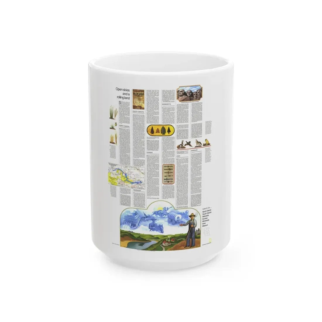 USA - North Central States 2 (1974) (Map) White Coffee Mug 15oz - Go Mug Yourself