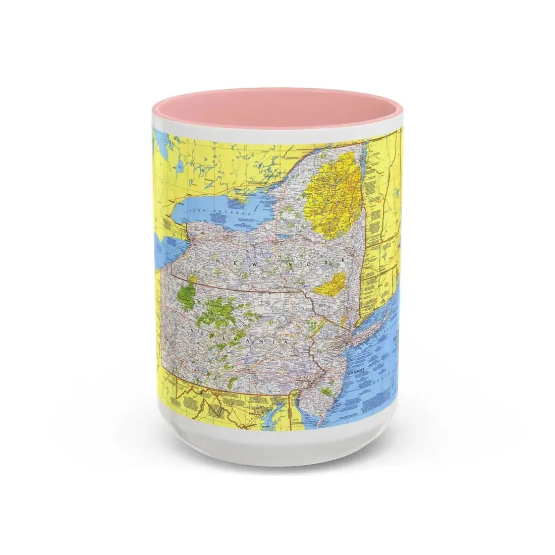 USA - Northeast 1 (1978) (Map) Accent Coffee Mug 15oz Pink - Go Mug Yourself