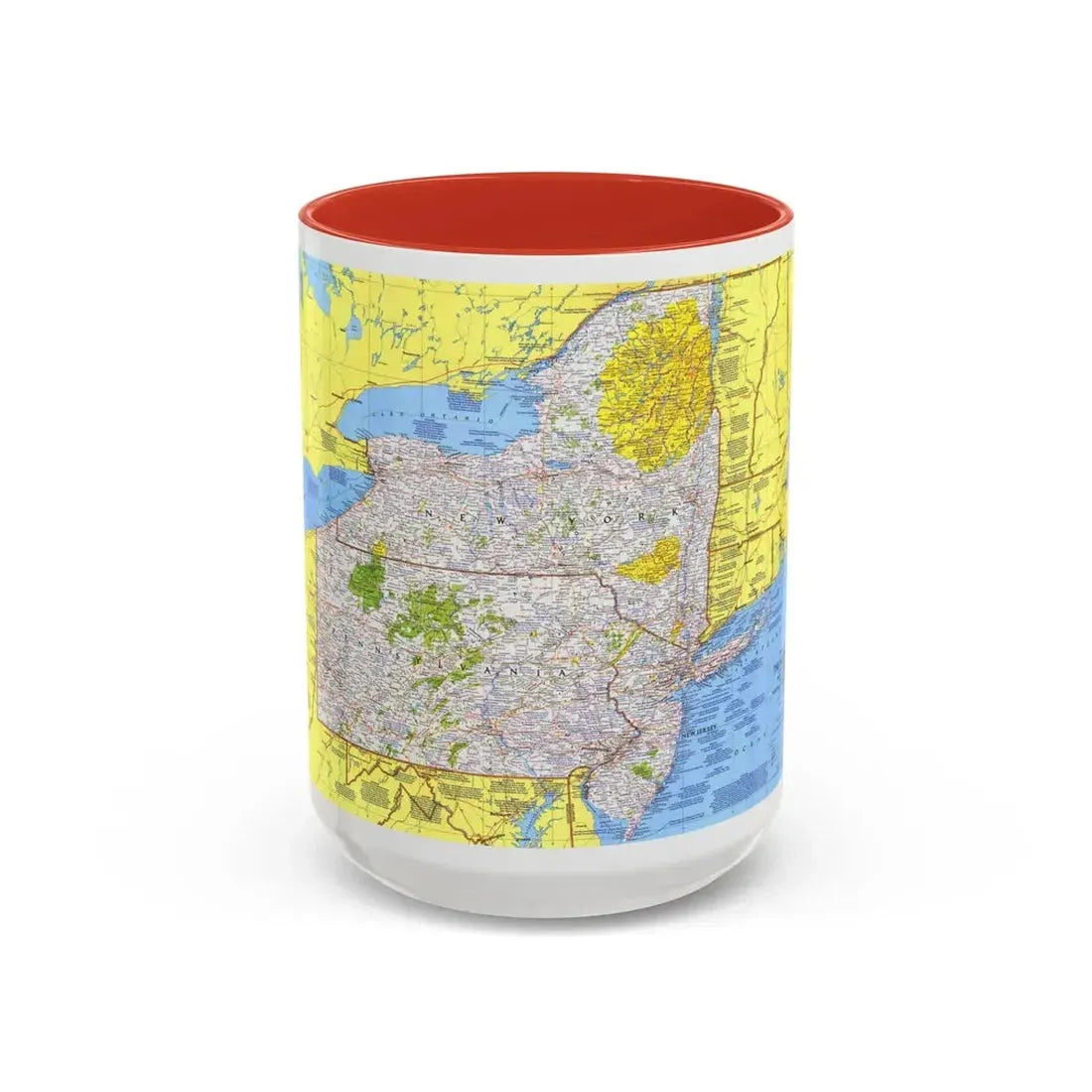 USA - Northeast 1 (1978) (Map) Accent Coffee Mug 15oz Red - Go Mug Yourself