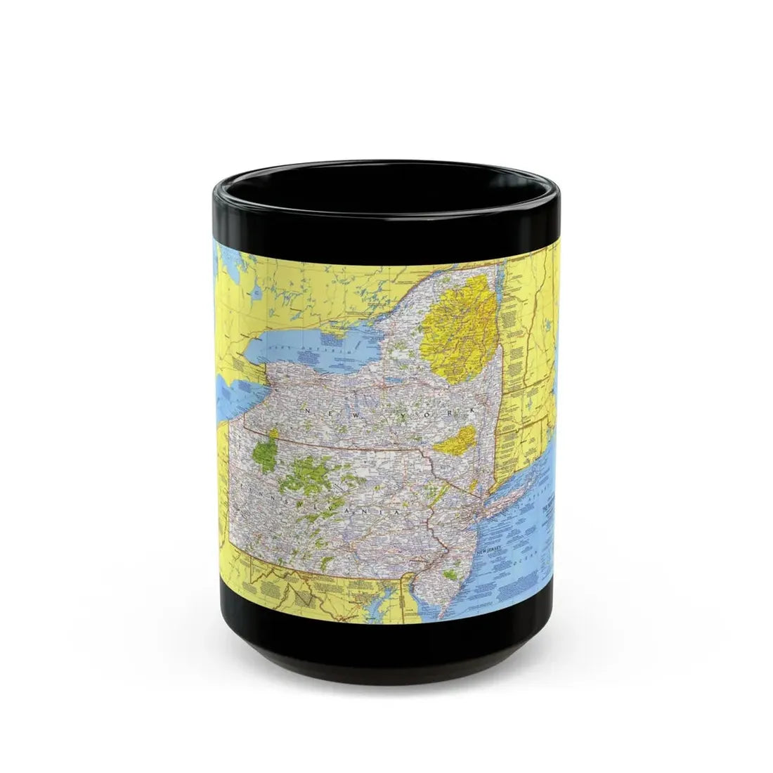 USA - Northeast 1 (1978) (Map) Black Coffee Mug 15oz - Go Mug Yourself