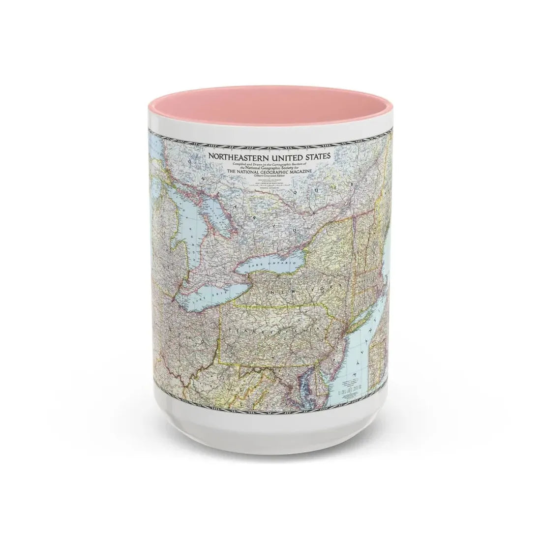 USA - Northeastern (1945) (Map) Accent Coffee Mug 15oz Pink - Go Mug Yourself