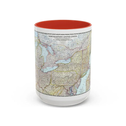 USA - Northeastern (1945) (Map) Accent Coffee Mug 15oz Red - Go Mug Yourself