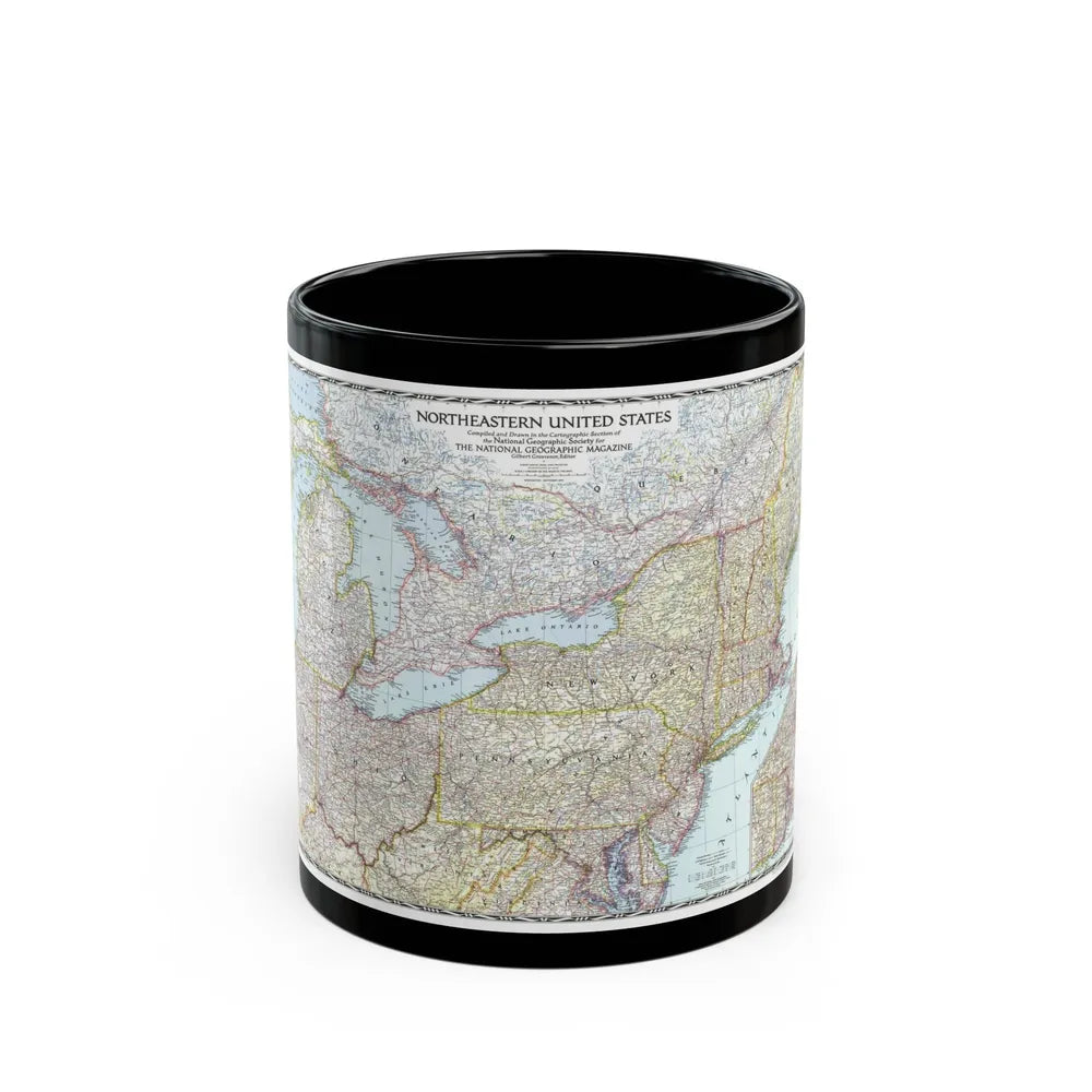 USA - Northeastern (1945) (Map) Black Coffee Mug-11oz-Go Mug Yourself