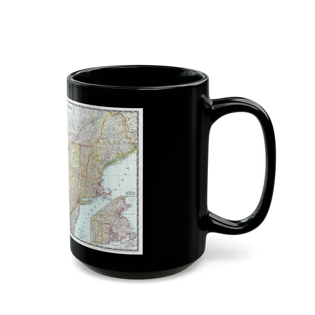 USA - Northeastern (1945) (Map) Black Coffee Mug - Go Mug Yourself