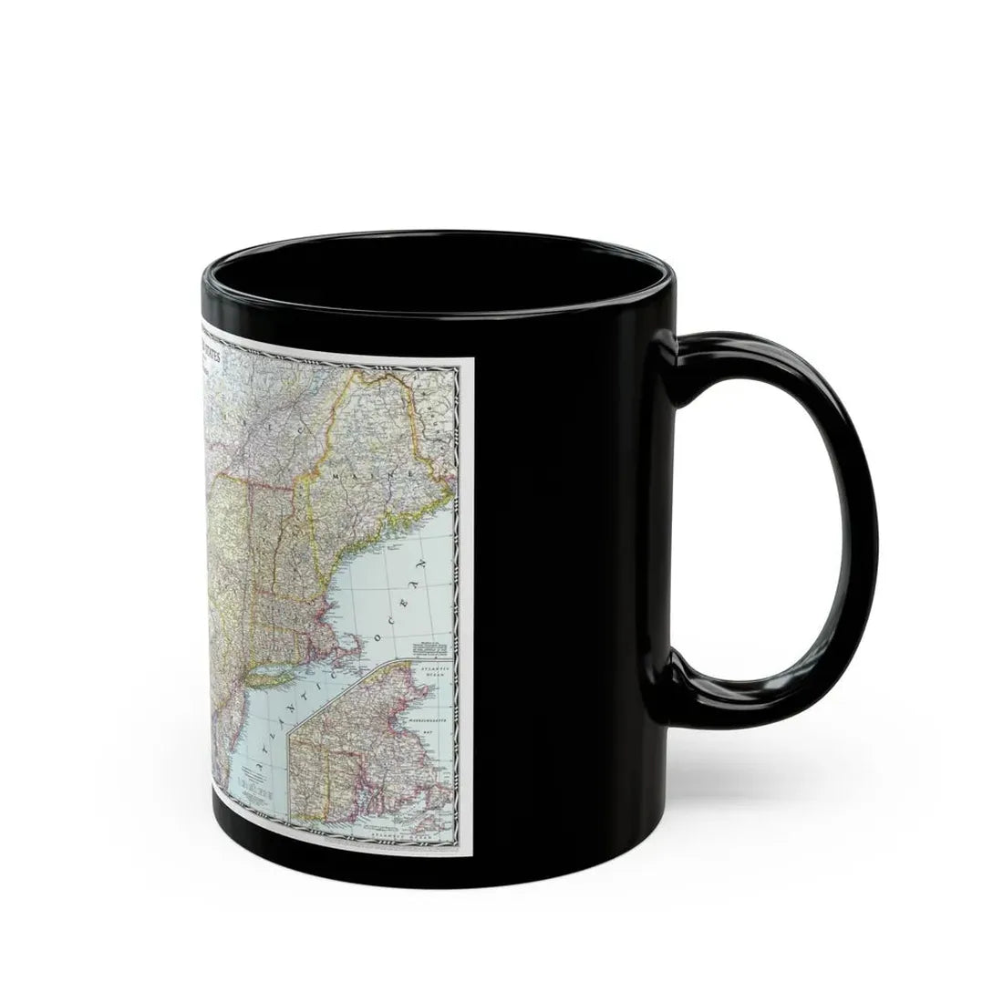 USA - Northeastern (1945) (Map) Black Coffee Mug - Go Mug Yourself