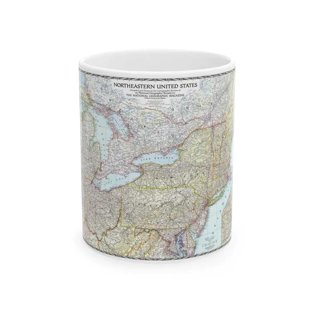 USA - Northeastern (1945) (Map) White Coffee Mug 11oz - Go Mug Yourself