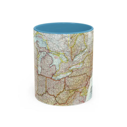 USA - Northeastern & Great Lakes (1959) (Map) Accent Coffee Mug 11oz Light Blue - Go Mug Yourself