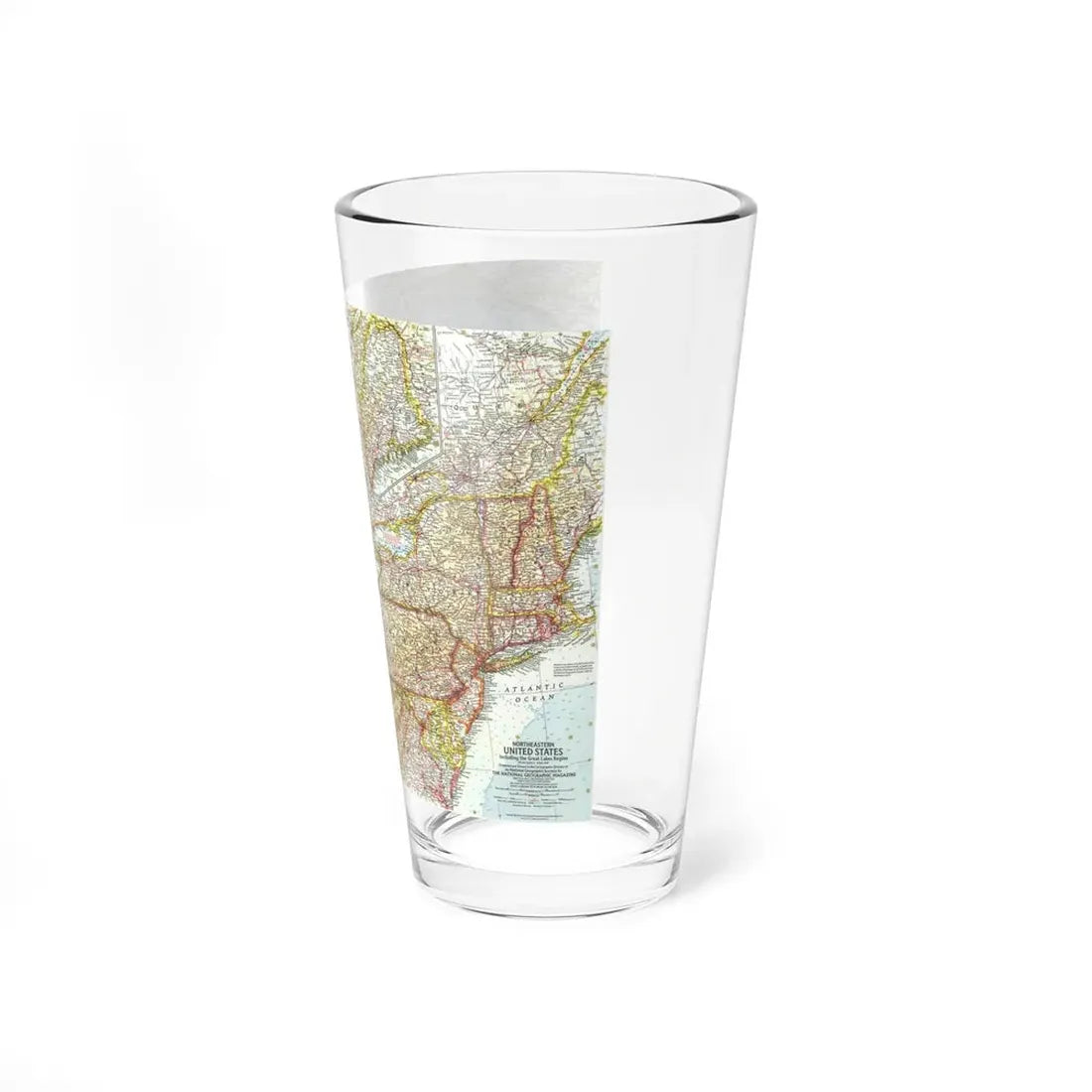 USA - Northeastern & Great Lakes (1959) (Map) Pint Glass 16oz - Go Mug Yourself