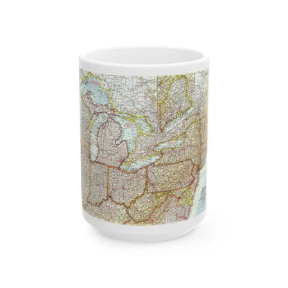 USA - Northeastern & Great Lakes (1959) (Map) White Coffee Mug 15oz - Go Mug Yourself