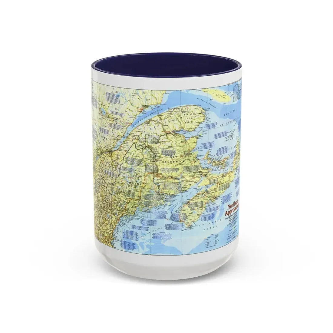 USA - Northern Approaches 1 (1985) (Map) Accent Coffee Mug 15oz Navy - Go Mug Yourself