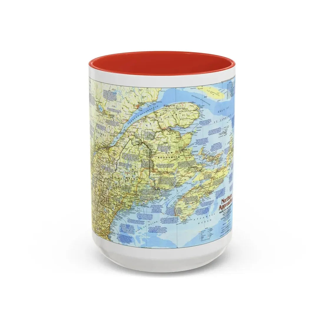 USA - Northern Approaches 1 (1985) (Map) Accent Coffee Mug 15oz Red - Go Mug Yourself