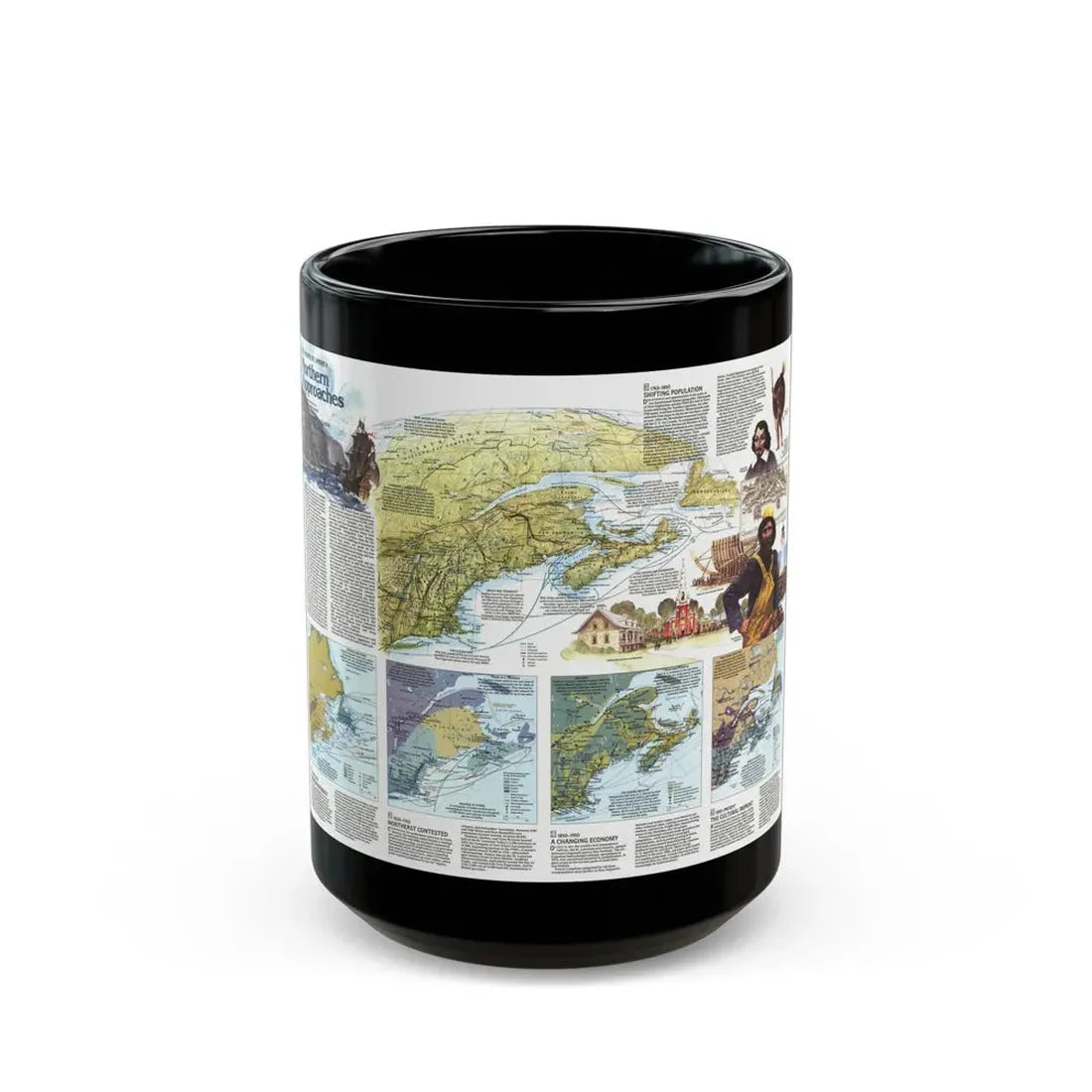 USA - Northern Approaches 2 (1985) (Map) Black Coffee Mug 15oz - Go Mug Yourself