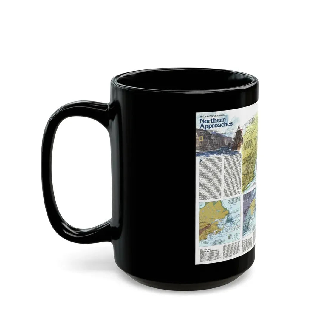 USA - Northern Approaches 2 (1985) (Map) Black Coffee Mug - Go Mug Yourself