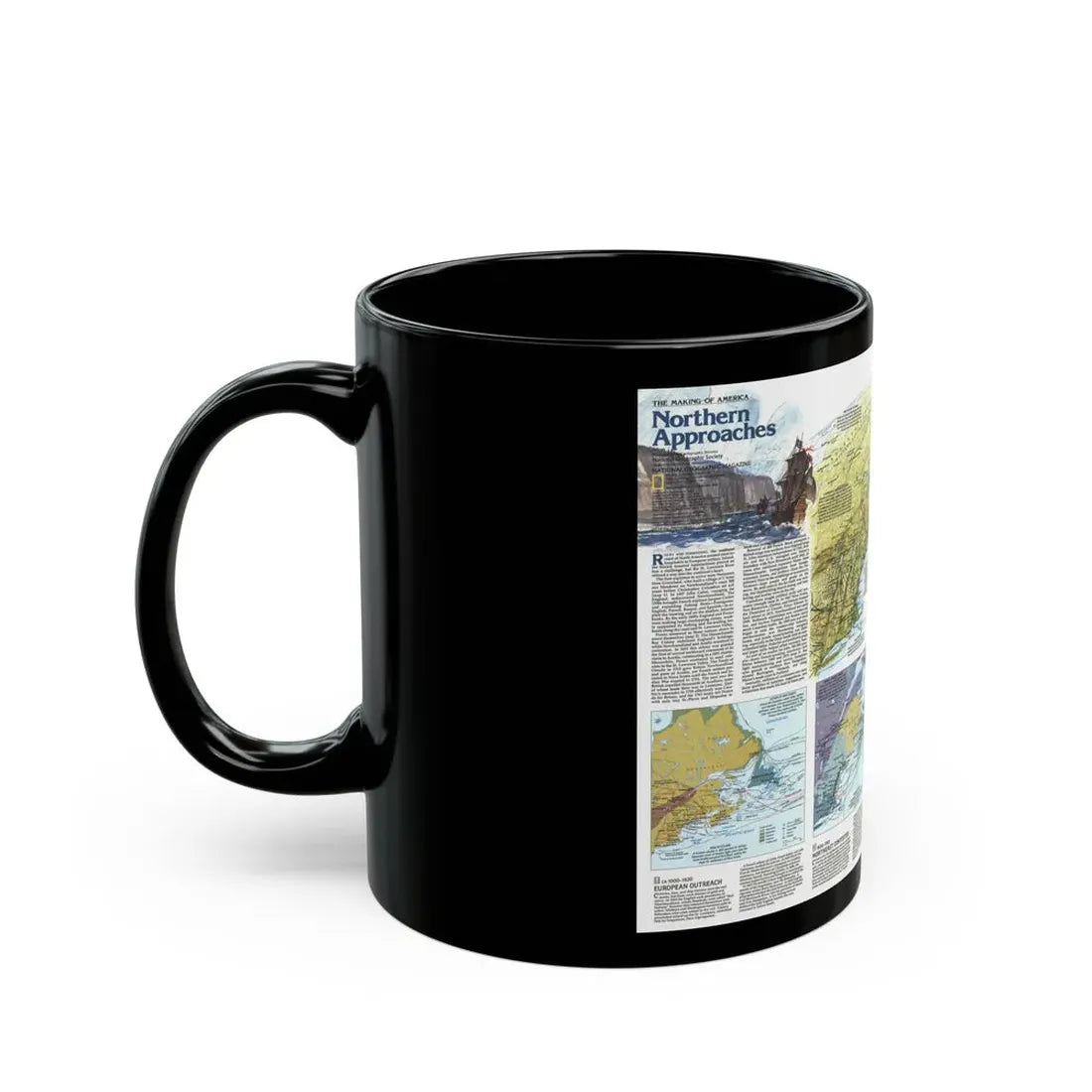 USA - Northern Approaches 2 (1985) (Map) Black Coffee Mug - Go Mug Yourself