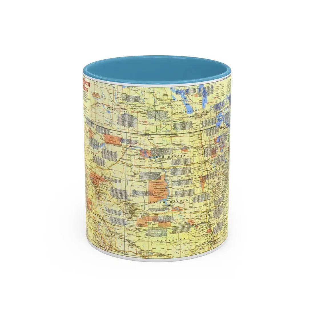 USA - Northern Plains 1 (1986) (Map) Accent Coffee Mug 11oz Light Blue - Go Mug Yourself