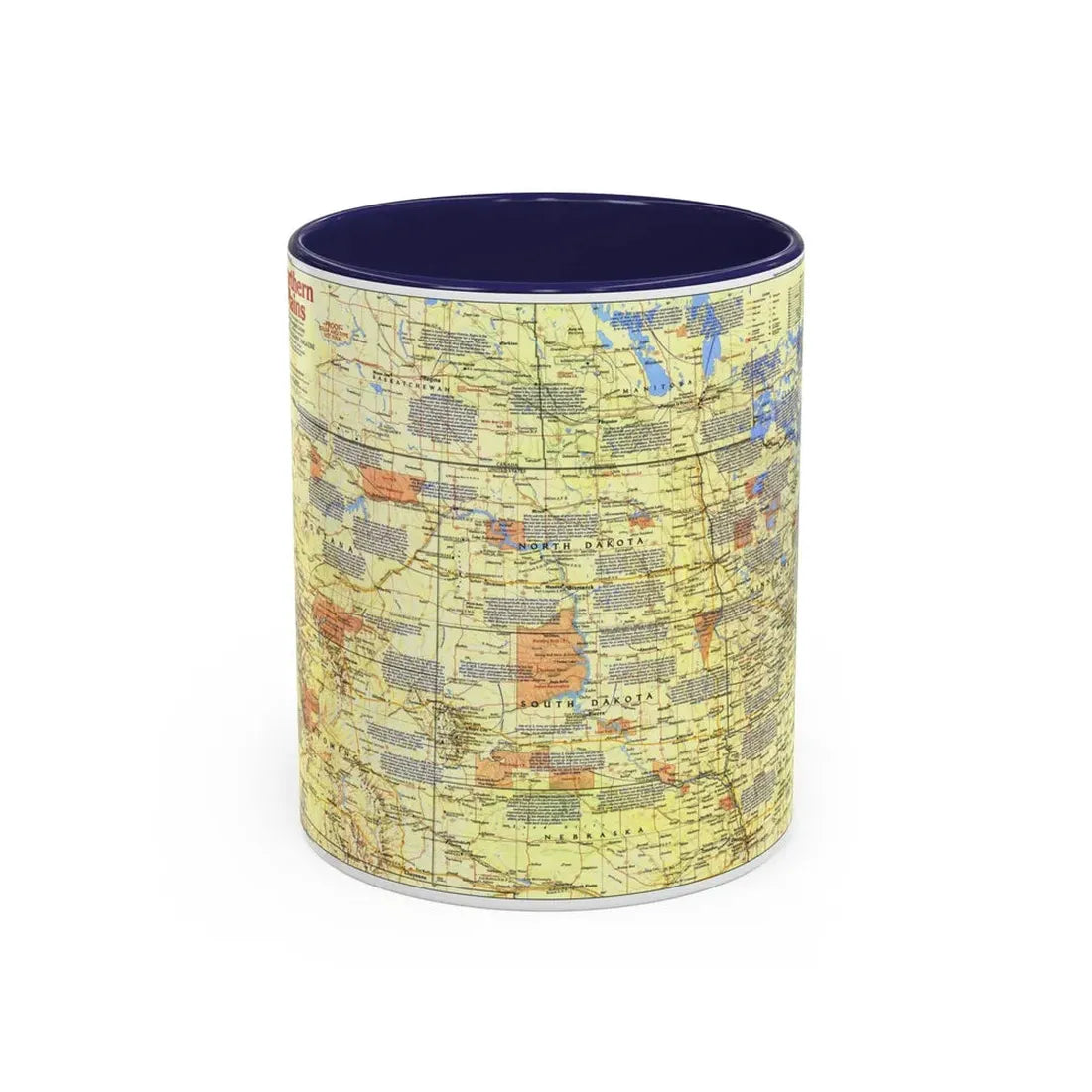 USA - Northern Plains 1 (1986) (Map) Accent Coffee Mug 11oz Navy - Go Mug Yourself