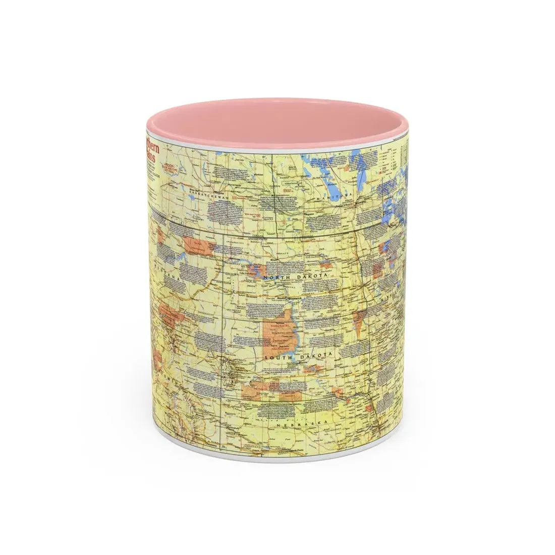 USA - Northern Plains 1 (1986) (Map) Accent Coffee Mug 11oz Pink - Go Mug Yourself