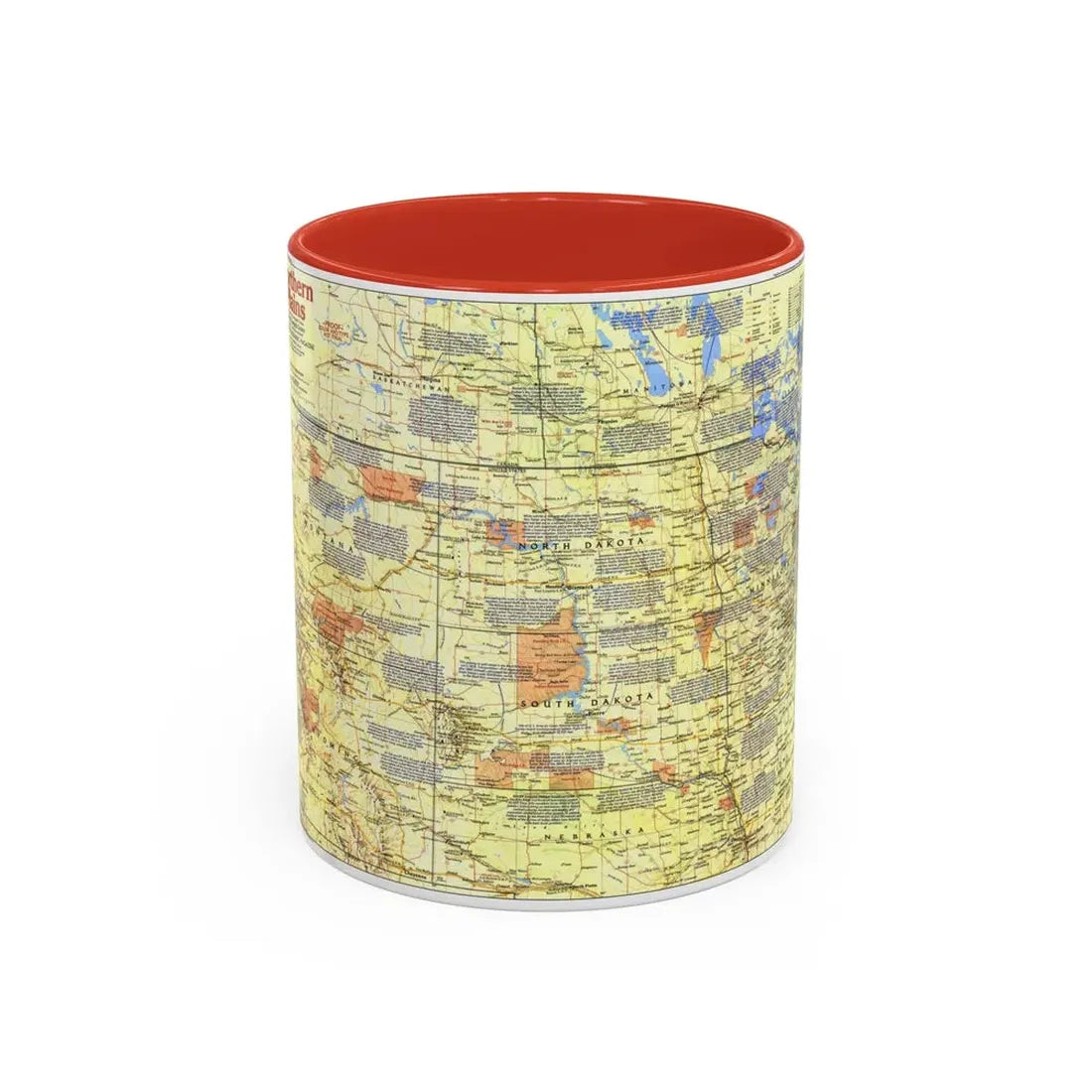 USA - Northern Plains 1 (1986) (Map) Accent Coffee Mug 11oz Red - Go Mug Yourself