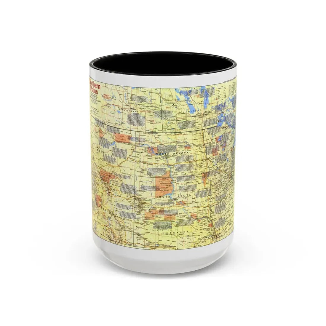 USA - Northern Plains 1 (1986) (Map) Accent Coffee Mug 15oz Black - Go Mug Yourself