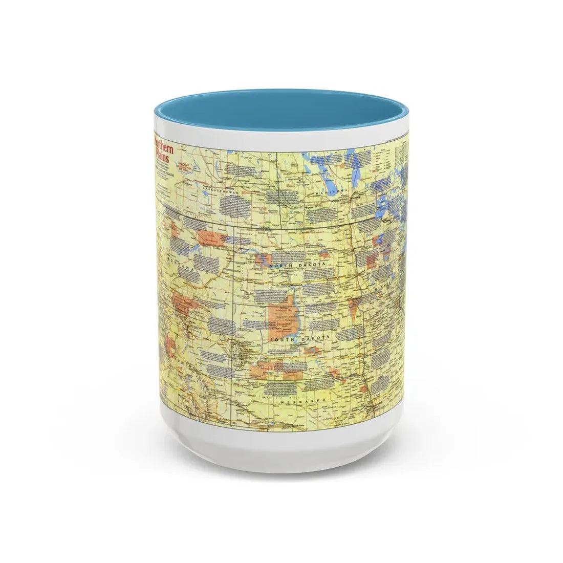 USA - Northern Plains 1 (1986) (Map) Accent Coffee Mug 15oz Light Blue - Go Mug Yourself